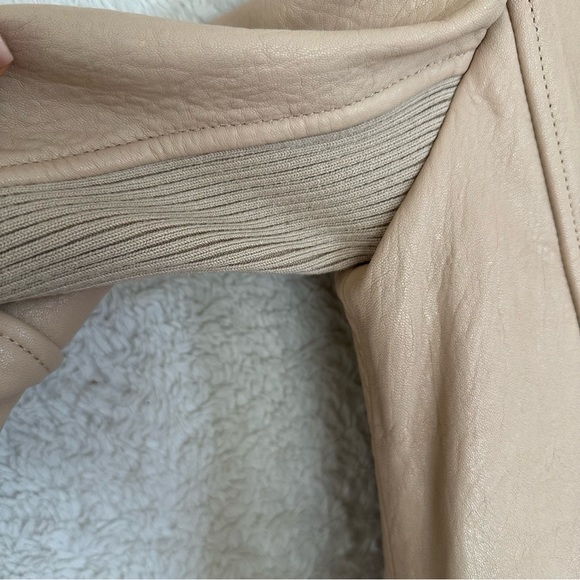 Vince Lamb Leather Asymmetrical Biker Moto Zip Ribbed Jacket (Medium) - Picture 12 of 15